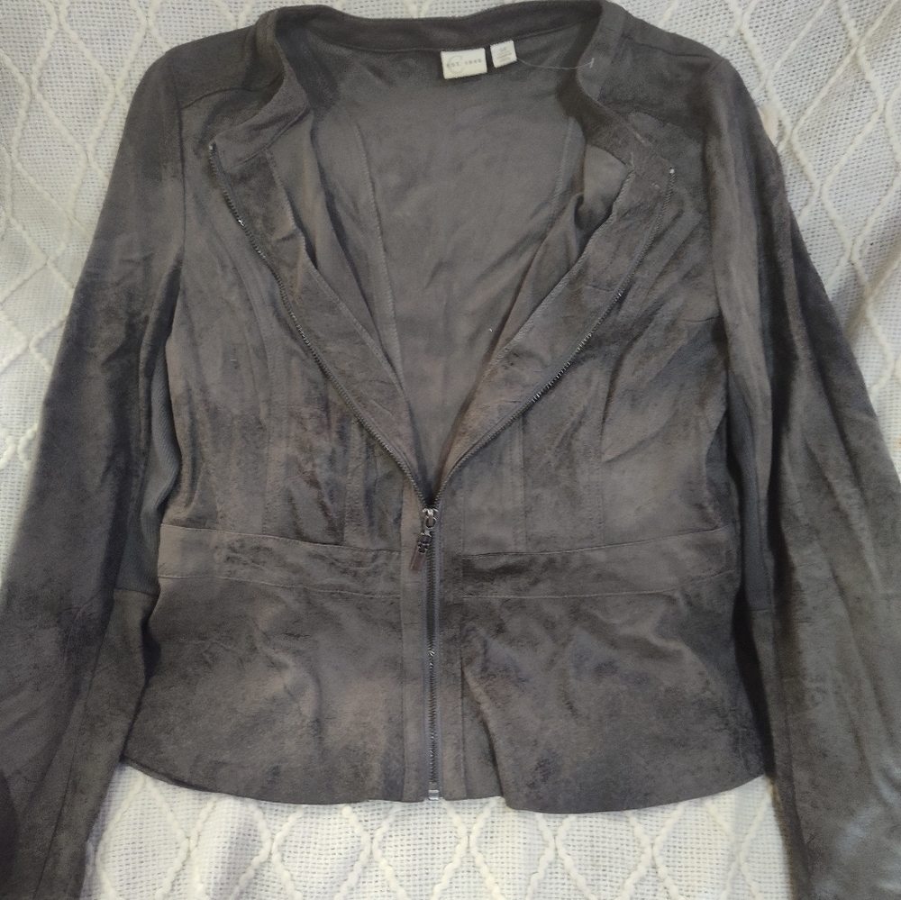 Vince Charcoal Gray Suede Zip Up Jacket